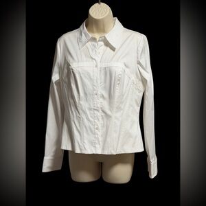 White House Black Market White Button-Down Shirt
